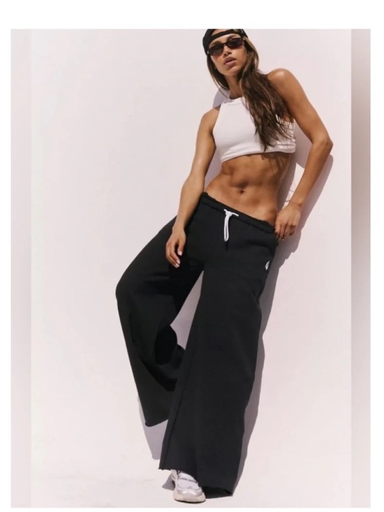 FP Movement by Free People Pants - Free People Movement For The Win Black Wide Leg Barrel Sweatpant Joggers Sz Med